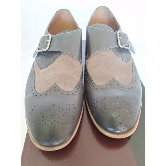 Rush by Gordon Rush Grovelea Monk Strap Shoes Grey Leather Men’s 9M - Picture 4 of 8